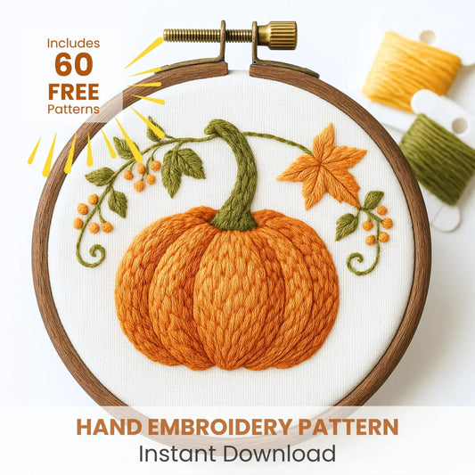 Cozy Pumpkin Embroidery Pattern (PDF) | Fall Hand Embroidery Template | Beginner-Friendly Digital Download for Autumn Crafts