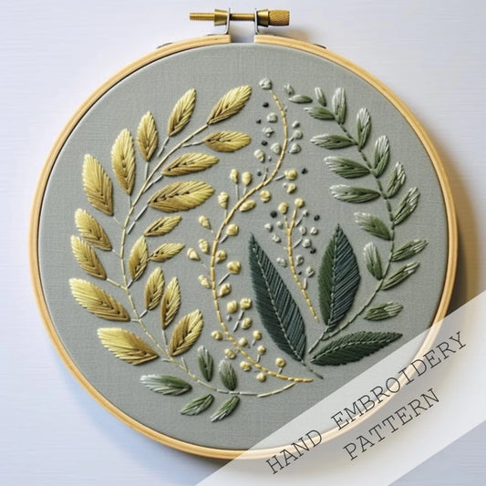 Botanical Embroidery Pattern, Instant Download, Foliage Embroidery, Easy Hand Embroidery design, Beginner Embroidery, DIY Leaves, hoop art