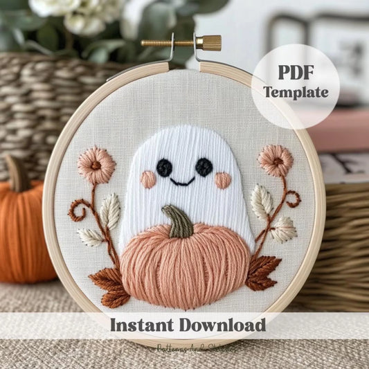 Cute ghost Embroidery pattern, PDF pattern, hand embroidery, exclusive design, instant download, DIY crafts, textile art, Embroidery Design