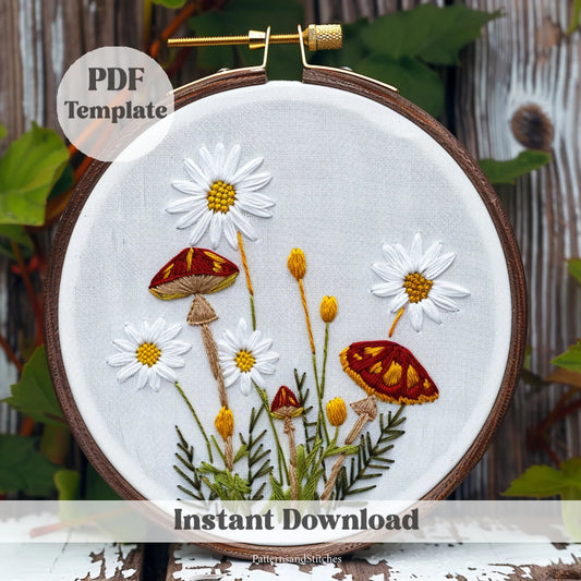 Mushrooms embroidery, Embroidery trendy, Hand embroidery, autumn crafts, DIY gifts, DIY Cottage core Embroidery,DIY Mushroom core Embroidery