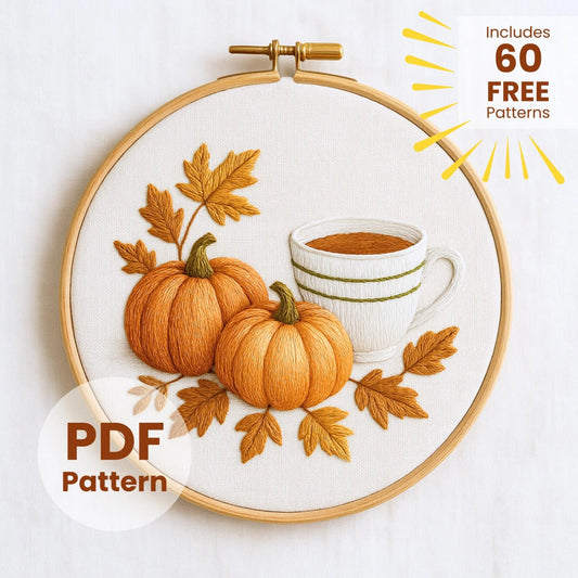 Pumpkin Tea Hand Embroidery Pattern: Cozy Fall Craft (PDF Pattern)