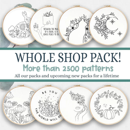 2700+ Hand Embroidery Templates Super Bundle (PDF Download) | Lifetime Access | Beginner-Friendly Patterns