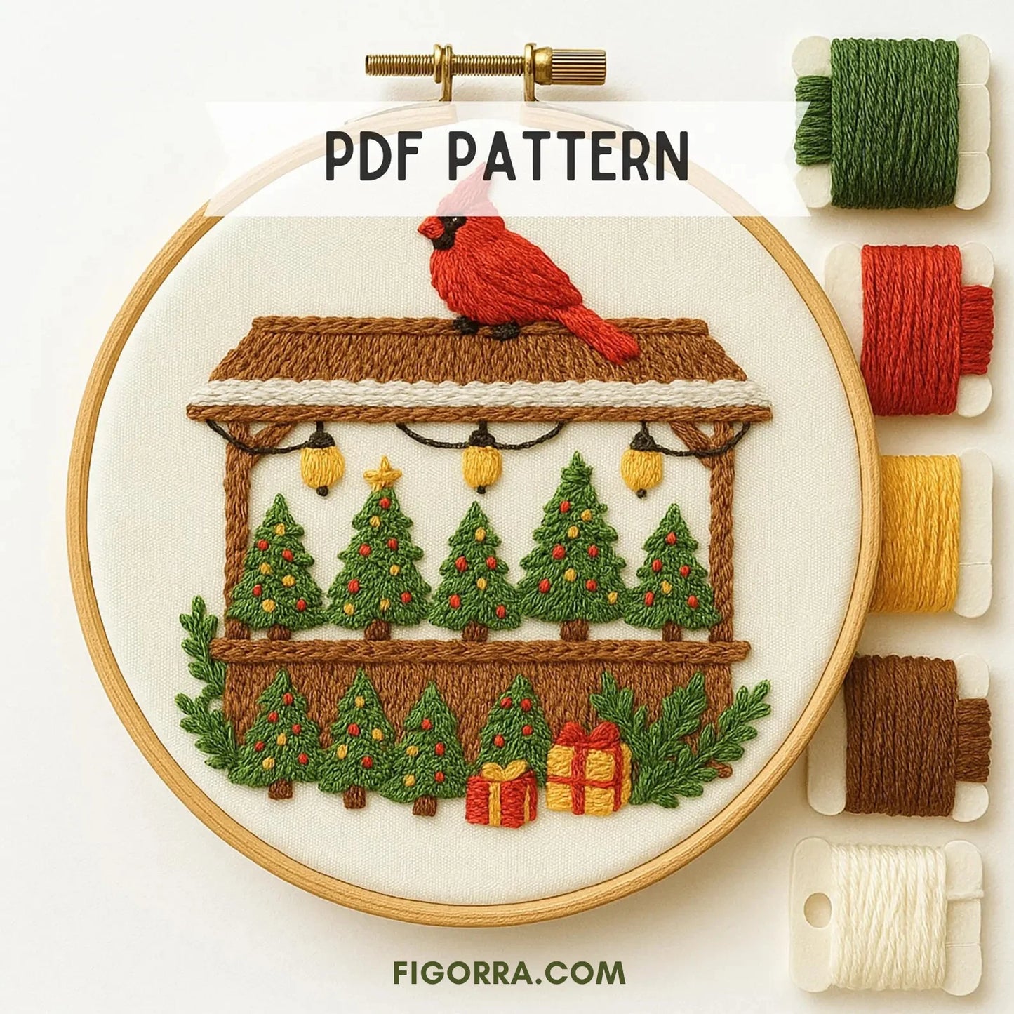 Christmas Rainbow Embroidery Pattern: DIY Decor (PDF Pattern, 6 Sizes)
