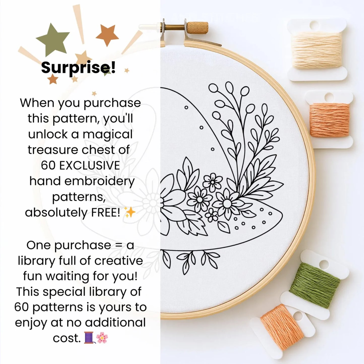 Witchy Hat Embroidery Pattern,PDF Template, Floral Witch Hat Embroidery, Spooky Embroidery Design, Halloween Embroidery, Handmade Wall decor