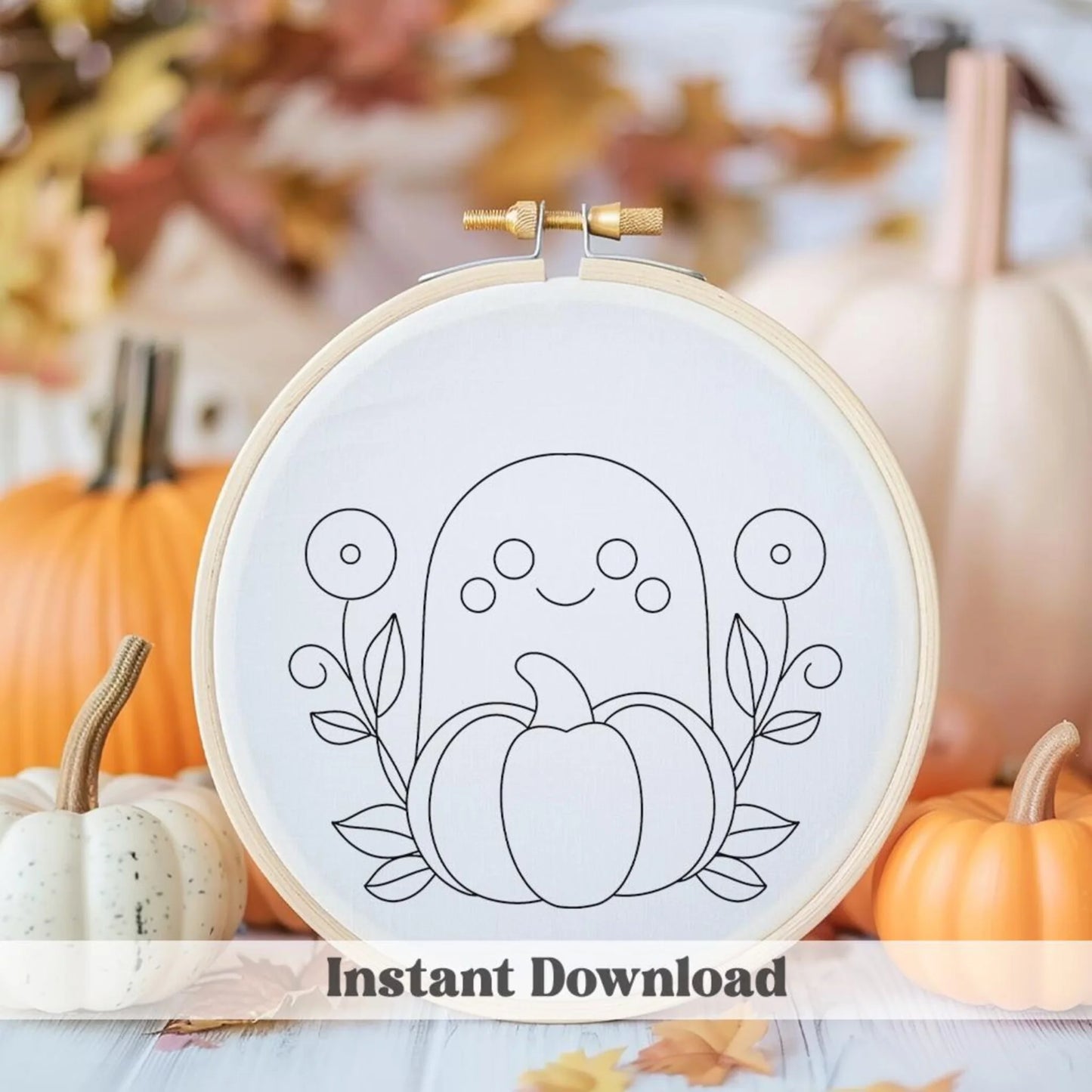 Cute ghost Embroidery pattern, PDF pattern, hand embroidery, exclusive design, instant download, DIY crafts, textile art, Embroidery Design