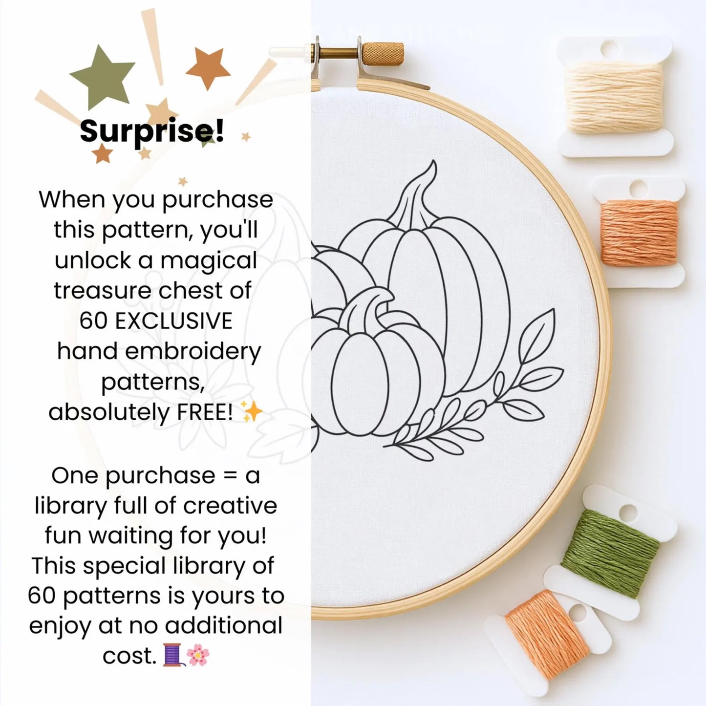 Floral Pumpkins Embroidery Pattern: Harvest Needlepoint Design (PDF Template), Thanksgiving day