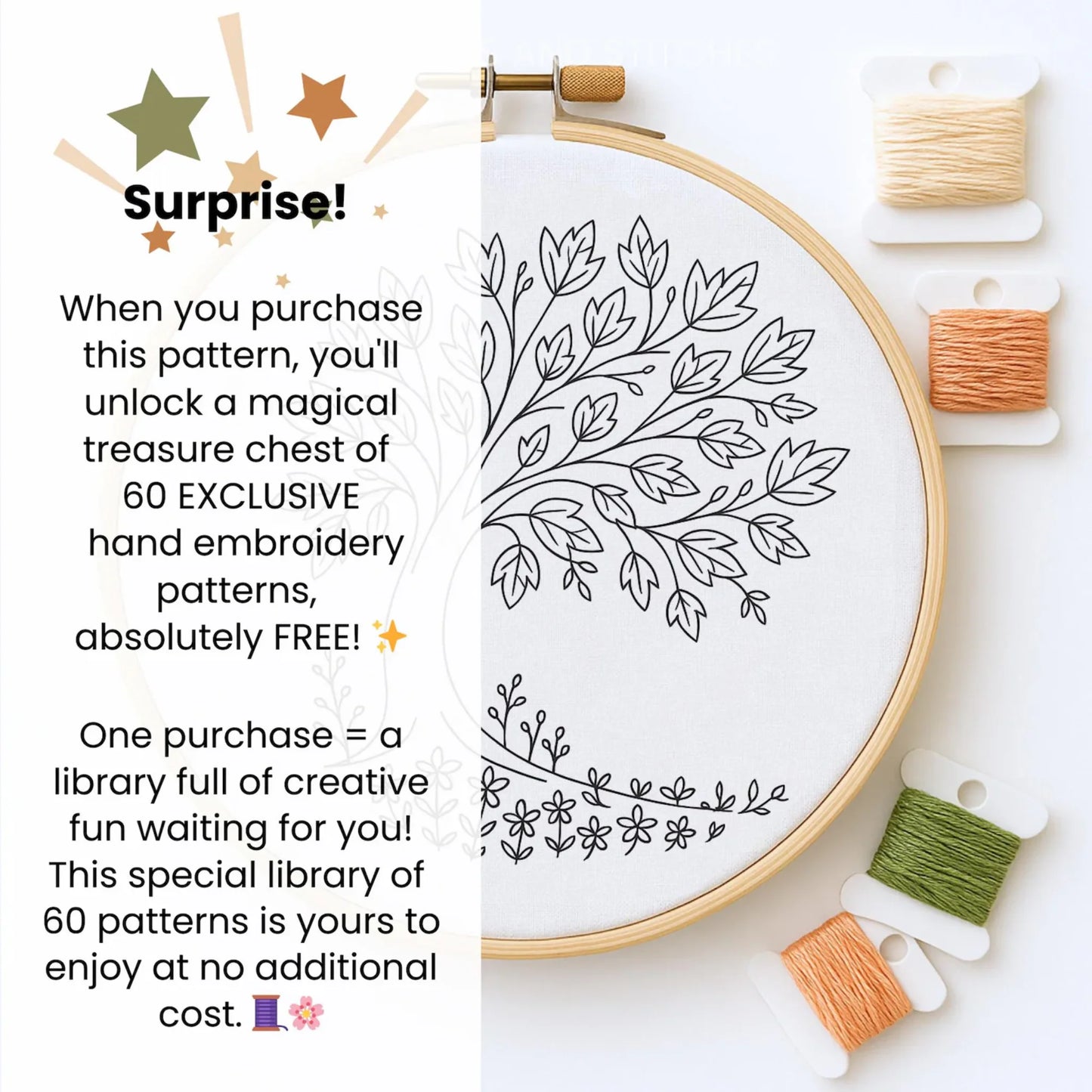 Autumn Tree Hand Embroidery Designs, Easy download and print Digital Download,embroidery lovers, Print At Home, DIY Gift, creative stitching