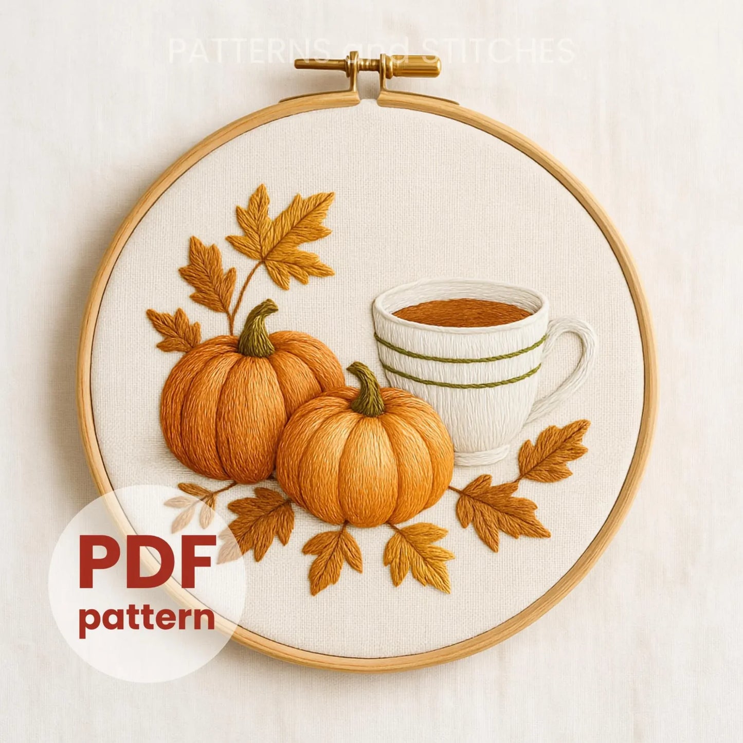 Pumpkin Tea Hand Embroidery Pattern: Cozy Fall Craft (PDF Pattern)