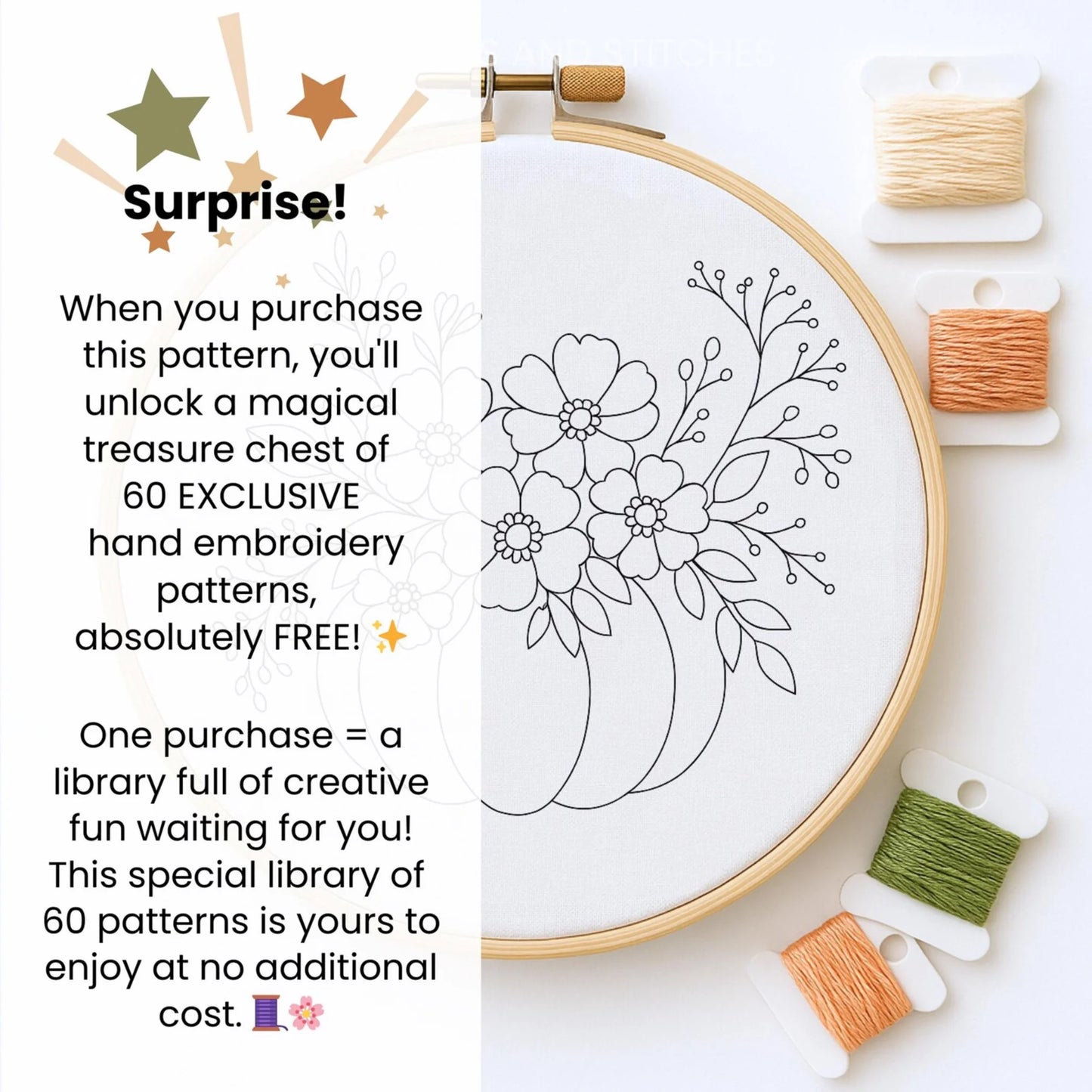White Pumpkin Hand Embroidery, Cozy Crafts, Adult Crafts For Fall, pumpkin craft, PDF Embroidery Pattern, Halloween Pattern For Embroidery