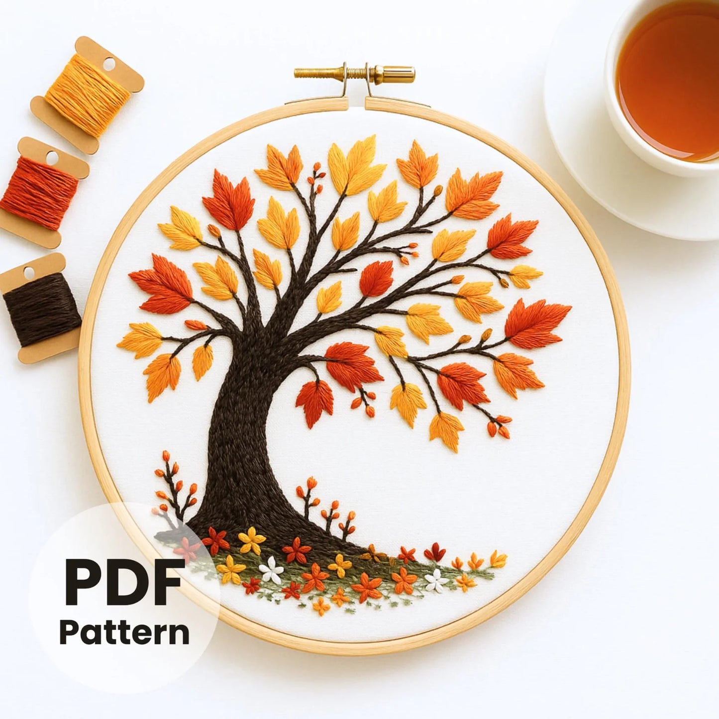 Autumn Tree Hand Embroidery Designs, Easy download and print Digital Download,embroidery lovers, Print At Home, DIY Gift, creative stitching