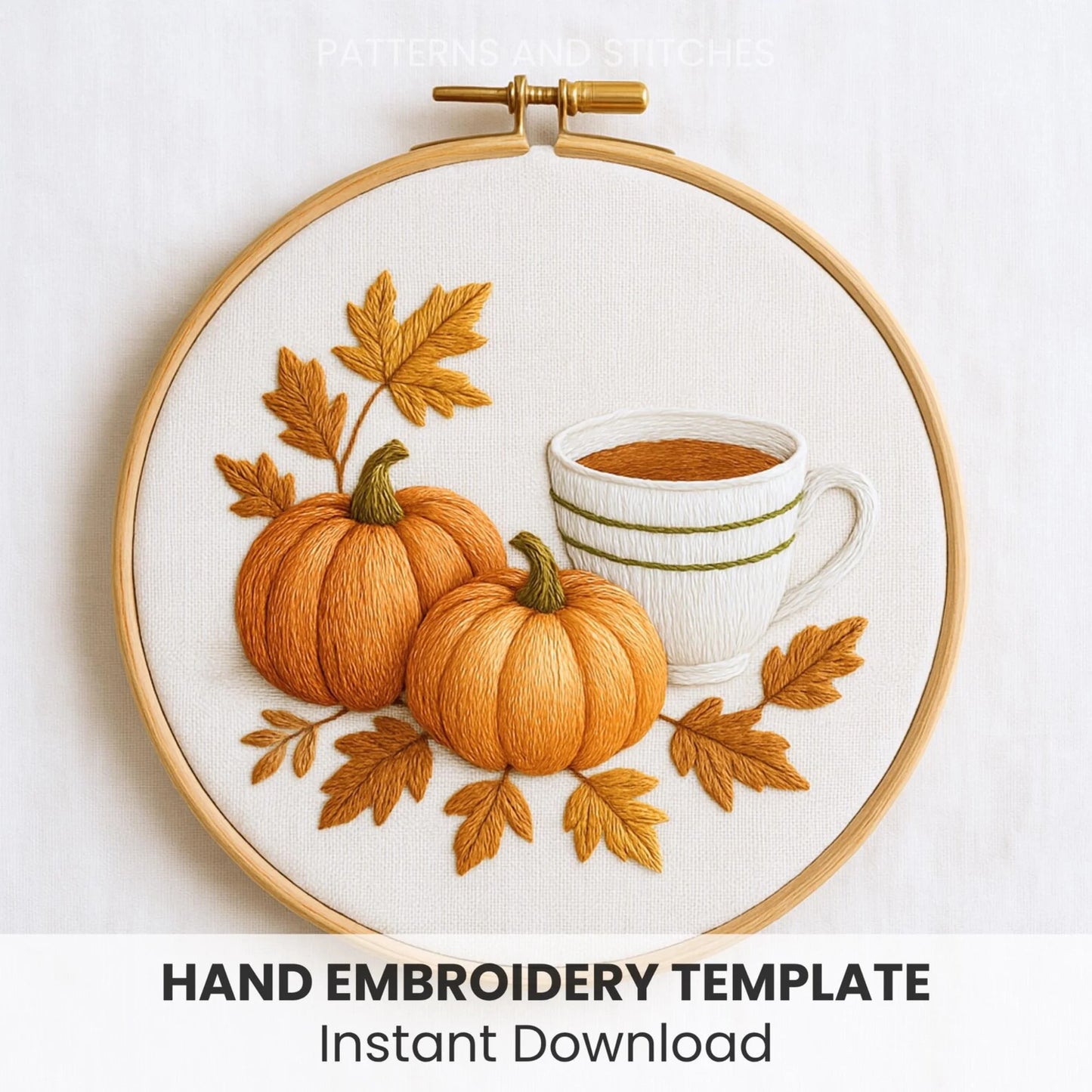 Pumpkin Tea Hand Embroidery Pattern: Cozy Fall Craft (PDF Pattern)