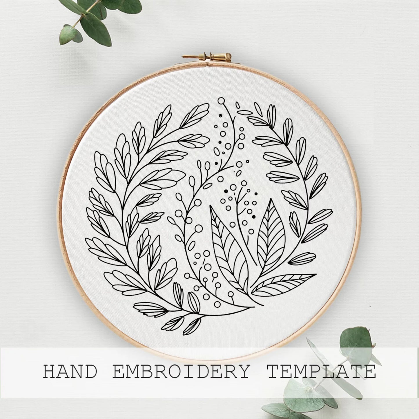 Botanical Embroidery Pattern, Instant Download, Foliage Embroidery, Easy Hand Embroidery design, Beginner Embroidery, DIY Leaves, hoop art