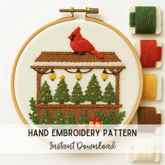 Christmas Rainbow Embroidery Pattern: DIY Decor (PDF Pattern, 6 Sizes)