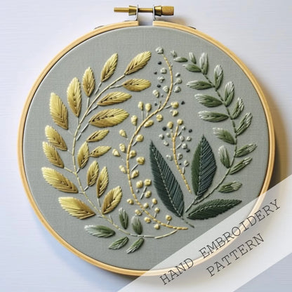 Botanical Embroidery Pattern, Instant Download, Foliage Embroidery, Easy Hand Embroidery design, Beginner Embroidery, DIY Leaves, hoop art