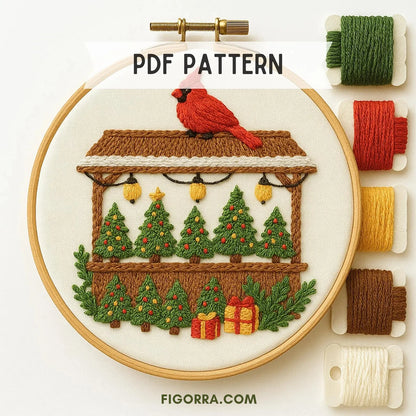 Christmas Rainbow Embroidery Pattern: DIY Decor (PDF Pattern, 6 Sizes)
