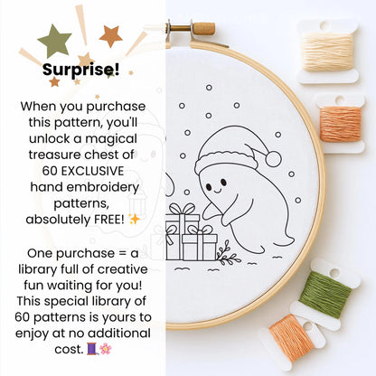 Cozy ghost Hand Embroidery PDF Pattern Holiday Stitch Design Festive Winter Decoration Digital Embroidery Pattern Cozy Handmade