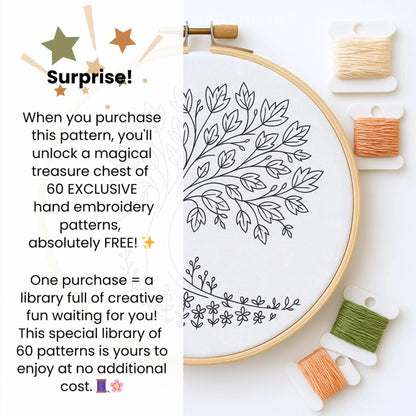 Autumn Tree Hand Embroidery Designs, Easy download and print Digital Download,embroidery lovers, Print At Home, DIY Gift, creative stitching
