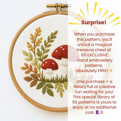 Mushroom Embroidery Pattern: Whimsical Fall Forest Design (PDF Download)