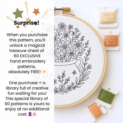 Witch Cauldron Hand Embroidery Pattern, Floral Hand Embroidery Design, Autumn Hand Embroidery Sampler, Witch cauldron design, Autumn Pattern